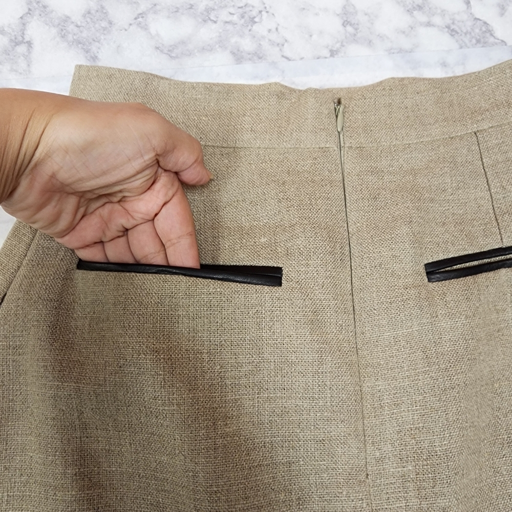 Celine Linen Leather Trim Skirt - Picture 6 of 14
